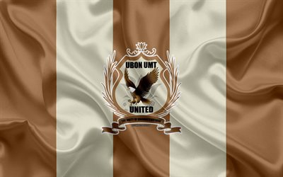 Ubon UMT United FC, 4k, logo, seta, texture, Thai club di calcio, bandiera marrone, Thai League 1, Ubon Ratchathani, Thailandia, calcio, Thai Premier League, Ubon FC
