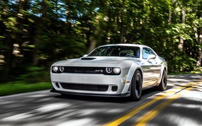 estrada, Dodge Challenger SRT Hellcat, 2018 carros, supercarros, Rodeio