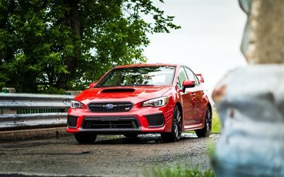 Subaru Impreza WRX STI, 2018, Spor sedan, kırmızı Impreza, Japon arabaları, Subaru