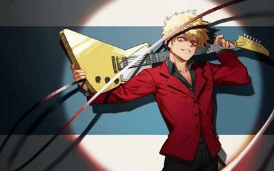 Boku no Hero Academia, Manga, guy with guitar, yellow guitar