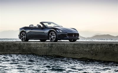 4k, Maserati GranCabrio, 2017 cars, pier, cabriolets, Maserati