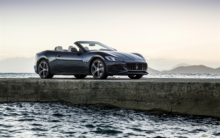 4k, Maserati GranCabrio de 2017, los coches, muelle, cabriolets, Maserati