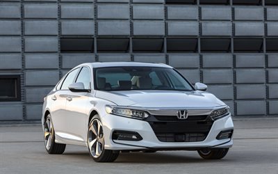 Honda Accord, 2018 autoja, sedans, japanilaiset autot, valkoinen Accord, Honda