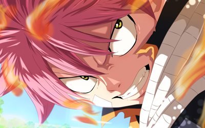 Natsu Dragneel, close-up, protagonist, manga, Team Natsu, Fairy Tail