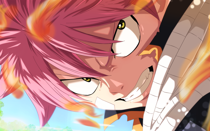 Natsu Dragneel, close-up, protagonista, manga, Equipe De Natsu, Fairy Tail