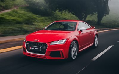 Audi TT RS, carretera, 2019 coches, supercars, rojo TT RS, los coches alemanes, el Audi