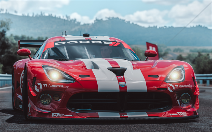 Dodge Viper SRT, 4k, autosimulator, 2018 games, Forza Horizon 3