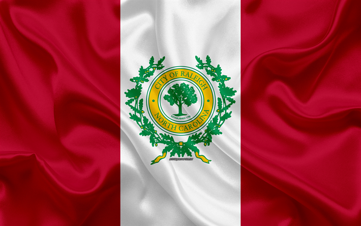 Bandeira de Raleigh, 4k, textura de seda, Cidade americana, seda bandeira, Raleigh bandeira, Carolina, EUA, arte, Estados unidos da Am&#233;rica, Raleigh