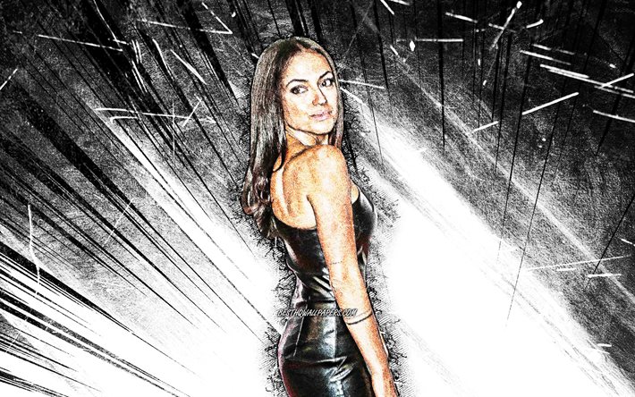 4k, Inanna Sarkis, grunge art, Hollywood, american celebrity, movie stars, beauty, fan art, white abstract rays, american actress, superstars, Inanna Sarkis 4K