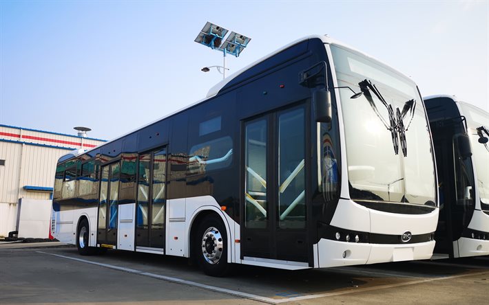 BYD K7, exterior, front view, electric bus, electric vehicle, buses, BYD