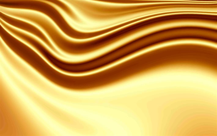 goldene 3d-wellen, 4k, wellig, hintergrund, wellen, texturen, 3d-texturen, hintergrund mit wellen, goldene hintergr&#252;nde