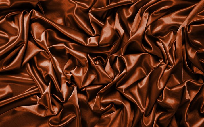 brown satin background, 4k, silk textures, satin wavy background, brown backgrounds, satin textures, satin backgrounds, brown silk texture