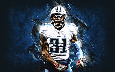 Kevin Byard, Tennessee Titans, NFL, American football, portrait, blue stone background, National Football League
