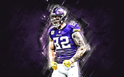 Kyle Rudolph, Minnesota Vikings, NFL, portrait, purple stone background, National Football League