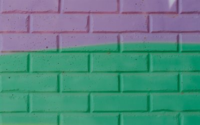 緑紫色のレンガの壁, レンガ壁の質感, レンガ背景, ぐそばに感