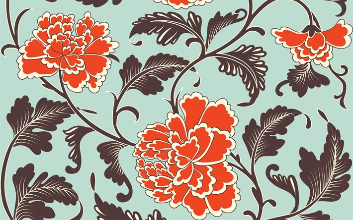 retro texture with orange flowers, retro floral texture, retro flowers background, floral texture, retro texture, chinese pattern texture