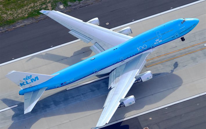 Boeing 747-400, Royal Dutch Airlines, KLM, un avi&#243;n despega, avi&#243;n de pasajeros, boeing despegar, Boeing