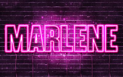 Marlene, 4k, fondos de pantalla con los nombres, los nombres femeninos, Marlene nombre, p&#250;rpura luces de ne&#243;n, Feliz Cumplea&#241;os de Marlene, popular alem&#225;n nombres femeninos, de la imagen con el nombre Marlene