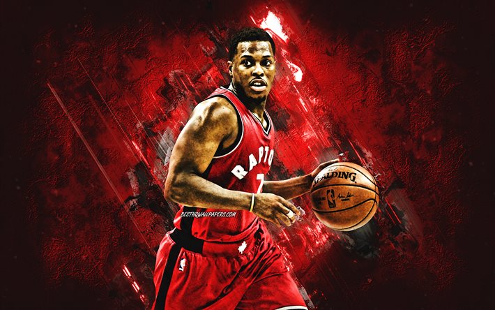 Kyle Lowry, NBA, Toronto Raptors, la pierre rouge de fond, Joueur de Basket Am&#233;ricain, portrait, etats-unis, le basket-ball, des Raptors de Toronto joueurs