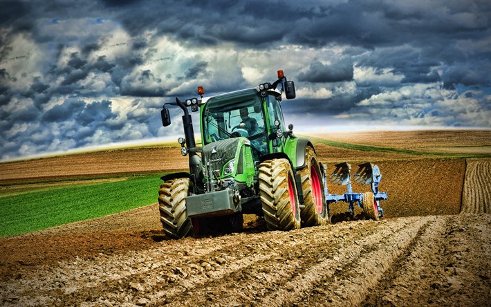 Fendt 516 Vario, 4k, 2020 tractores arando el campo, maquinaria agr&#237;cola, HDR, tractor en el campo, la agricultura, Fendt