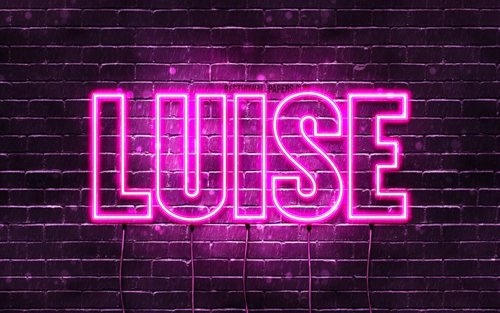 Luise, 4k, 壁紙名, 女性の名前, Luise名, 紫色のネオン, お誕生日おめでLuise, ドイツの人気女性の名前, 写真Luise名
