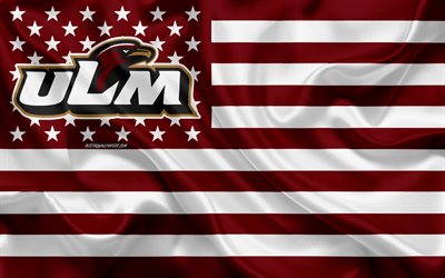 لويزيانا-مونرو Warhawks, فريق كرة القدم الأمريكية, الإبداعية العلم الأمريكي, بورجوندي الراية البيضاء, NCAA, مونرو, لويزيانا, الولايات المتحدة الأمريكية, لويزيانا-مونرو Warhawks شعار, شعار, الحرير العلم, كرة القدم الأمريكية