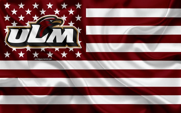 Louisiana-Monroe Warhawks, Amerikan futbol takımı, yaratıcı Amerikan bayrağı, bordo beyaz bayrak, NCAA, Monroe, Louisiana, USA, Louisiana-Monroe Warhawks logo, amblem, ipek bayrak, Amerikan Futbolu