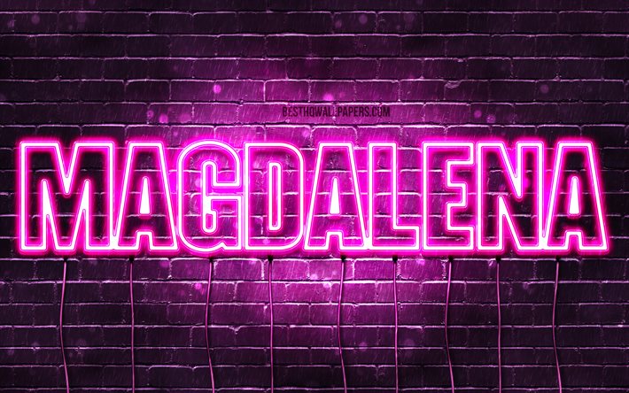 Magdalena, 4k, wallpapers with names, female names, Magdalena name, purple neon lights, Happy Birthday Magdalena, popular german female names, picture with Magdalena name