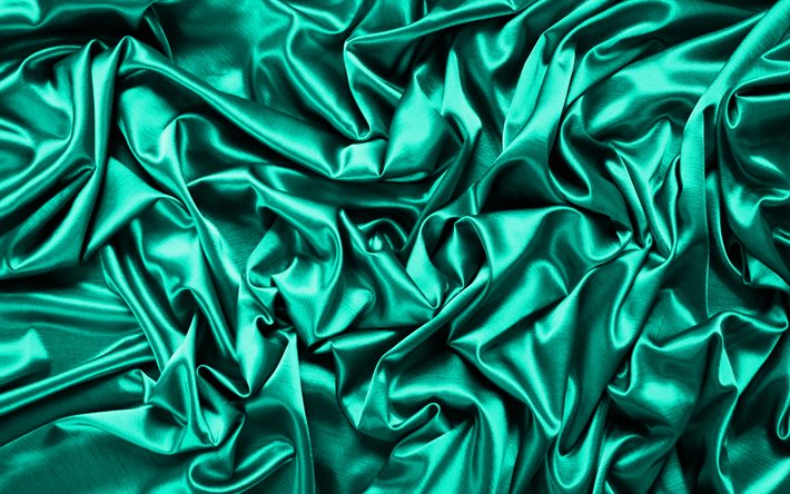 Download wallpapers turquoise satin background, 4k, silk textures ...