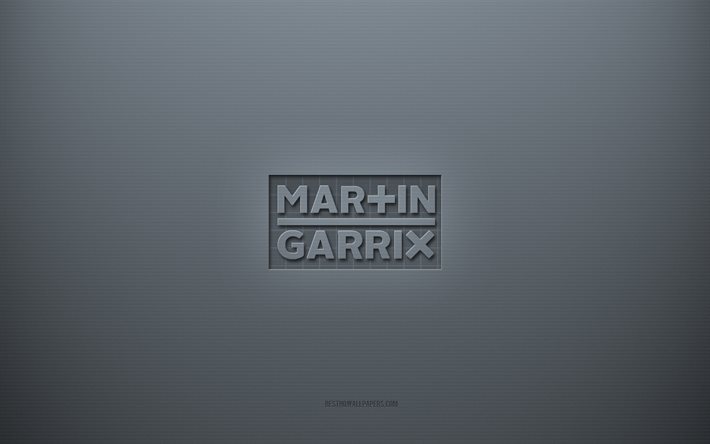 Logotipo de Martin Garrix, plano de fundo cinza criativo, emblema Martin Garrix, textura de papel cinza, Martin Garrix, plano de fundo cinza, logotipo 3D de Martin Garrix