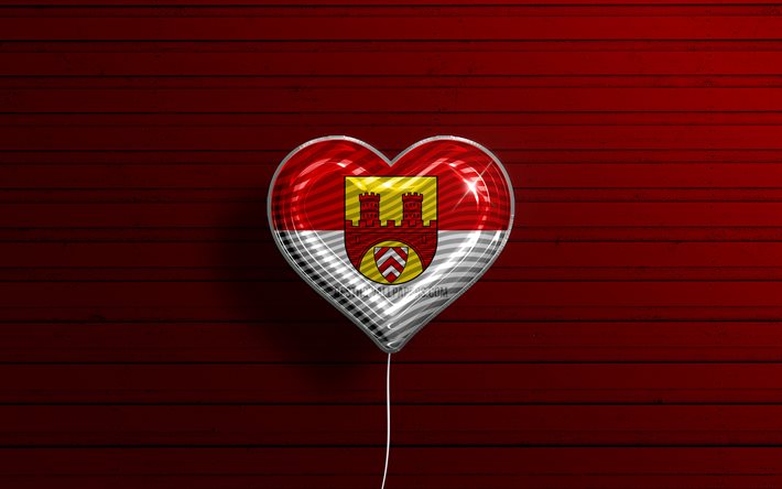I Love Bielefeld, 4k, palloncini realistici, rosso in legno, sfondo, citt&#224; tedesche, bandiera di Bielefeld, Germania, palloncino con bandiera, Bielefeld, Giorno di Bielefeld
