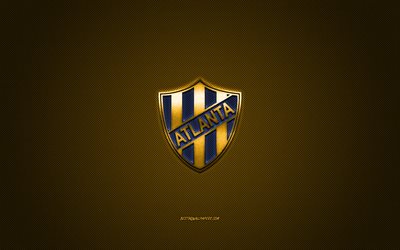 Club Atletico Atlanta, Argentine football club, blue logo, yellow carbon fiber background, Primera B Nacional, football, Buenos Aires, Argentina, Club Atletico Atlanta logo