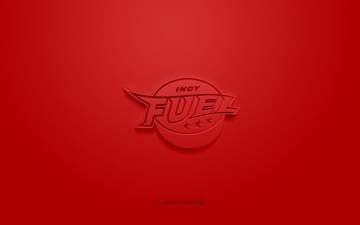 Indy Fuel, yaratıcı 3D logo, kırmızı arka plan, ECHL, 3d amblem, American Hokey Kul&#252;b&#252;, Indianapolis, ABD, 3d sanat, hokey, Indy Fuel 3d logo