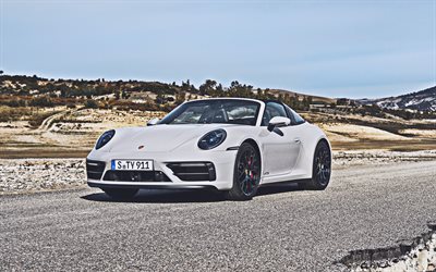 Porsche 911 Targa 4 GTS, 4k, rodovia, 2021 carros, supercarros, 2021 Porsche 911 Targa 4 GTS, carros alem&#227;es, Porsche