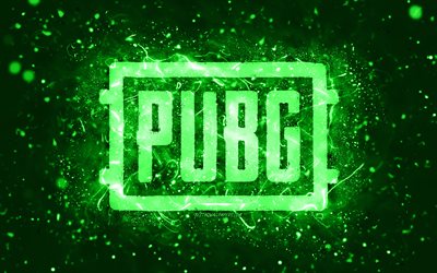 Logotipo do Pubg verde, 4k, luzes de n&#233;on verdes, PlayerUnknowns Battlegrounds, criativo, fundo abstrato verde, logotipo do Pubg, jogos online, Pubg