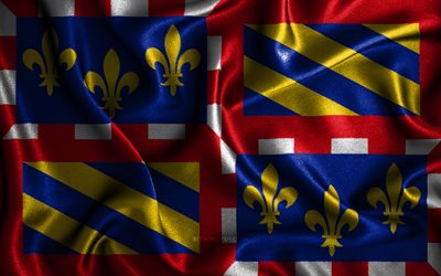 Borgogna bandiera, 4 k, seta ondulato bandiere, province francesi, Bandiera di Borgogna, tessuto bandiere, Giorno di Borgogna, 3D arte, Borgogna, Europa, Province di Francia, Borgogna 3D bandiera, Francia