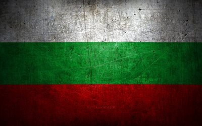 Bulgarisk metallflagga, grungekonst, europeiska l&#228;nder, Bulgariens dag, nationella symboler, Bulgariens flagga, metallflaggor, Europa, bulgarisk flagga, Bulgarien