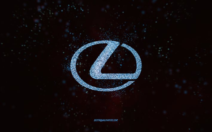 Lexuksen glitter -logo, 4k, musta tausta, Lexus -logo, sininen glitter -taide, Lexus, luova taide, Lexuksen sininen glitter -logo