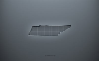 Tennessee haritası, gri yaratıcı arka plan, Tennessee, ABD, gri kağıt dokusu, Amerika Birleşik Devletleri, Tennessee harita silueti, gri arka plan, Tennessee 3d harita