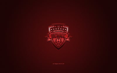 Washington Spirit, American soccer club, NWSL, red logo, red carbon fiber background, football, Washington, USA, Washington Spirit logo