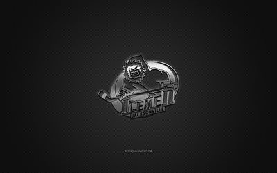 Jacksonville IceMen, American hockey club, ECHL, silver logo, gray carbon fiber background, East Coast Hockey League, hockey, Florida, USA, Jacksonville IceMen logo