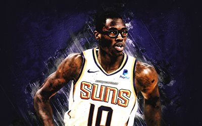 Jalen Smith, Phoenix Suns, NBA, joueur de basket-ball am&#233;ricain, fond de pierre violette, basket-ball, art grunge