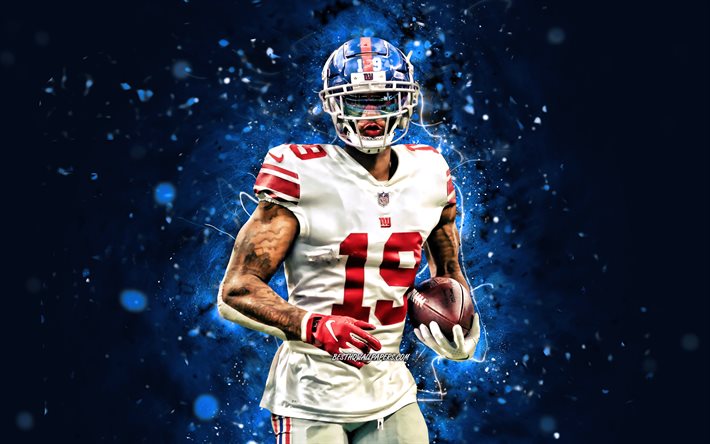 Kenny Golladay, 4k, wide receiver, New York Giants, american football, NFL, blue neon lights, Kenny Golladay New York Giants, Kenny Golladay 4K