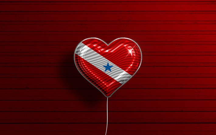 I Love Para, 4k, realistic balloons, red wooden background, brazilian states, flag of Para, Brazil, balloon with flag, States of Brazil, Para flag, Para, Day of Para