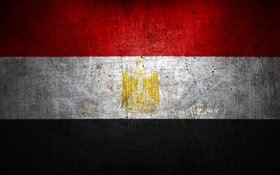 Drapeau &#233;gyptien en m&#233;tal, art grunge, pays africains, jour de l&#39;&#201;gypte, symboles nationaux, drapeau de l&#39;&#201;gypte, drapeaux en m&#233;tal, Afrique, drapeau &#233;gyptien, &#201;gypte