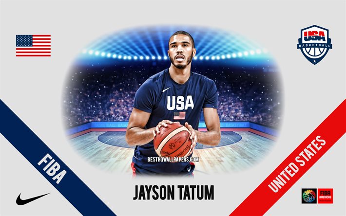 Jayson Tatum, &#233;quipe nationale de basket-ball des &#201;tats-Unis, joueur de basket-ball am&#233;ricain, NBA, portrait, &#201;tats-Unis, basket-ball