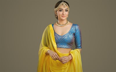 Akshara Reddy, indisk sk&#229;despelerska, PhotoShoot, indisk kl&#228;nning, Sari, indisk modemodell