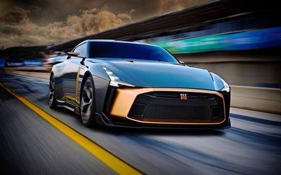 Nissan GT-R50, 4k, raceway, 2018 auto, Italdesign Concetto, supercar, Nissan