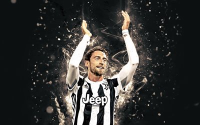 Claudio Marchisio, 4k, abstract art, Juventus, Italy, soccer, Serie A, Marchisio, footballers, neon lights, Juventus FC, Italian footballer, Bianconeri, creative