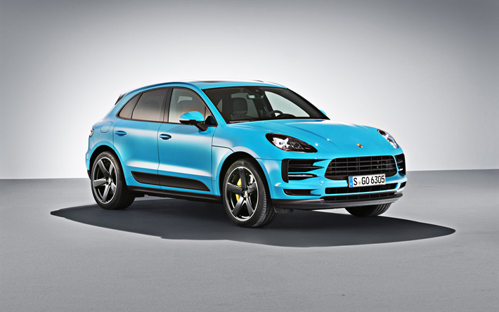 2019, el Porsche Macan, exterior, deportivo SUV, nueva luz azul Macan, los coches alemanes, Porsche